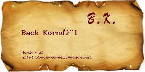 Back Kornél névjegykártya