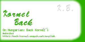 kornel back business card